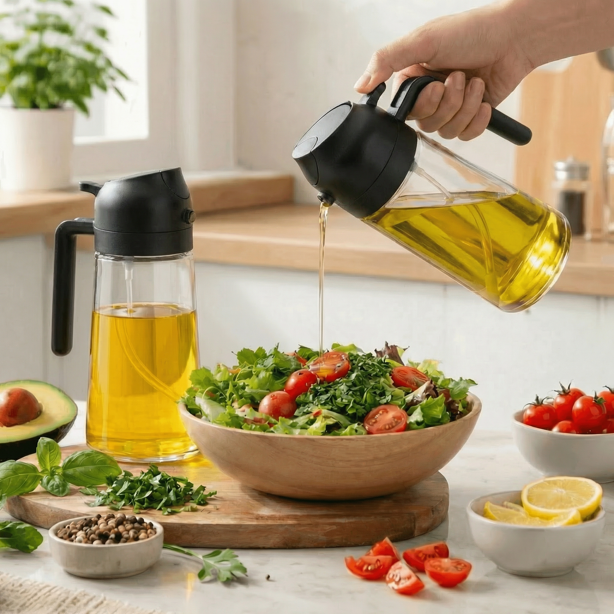 Chef Rizm 2-Pack Glass Oil Sprayer & Dispenser Set