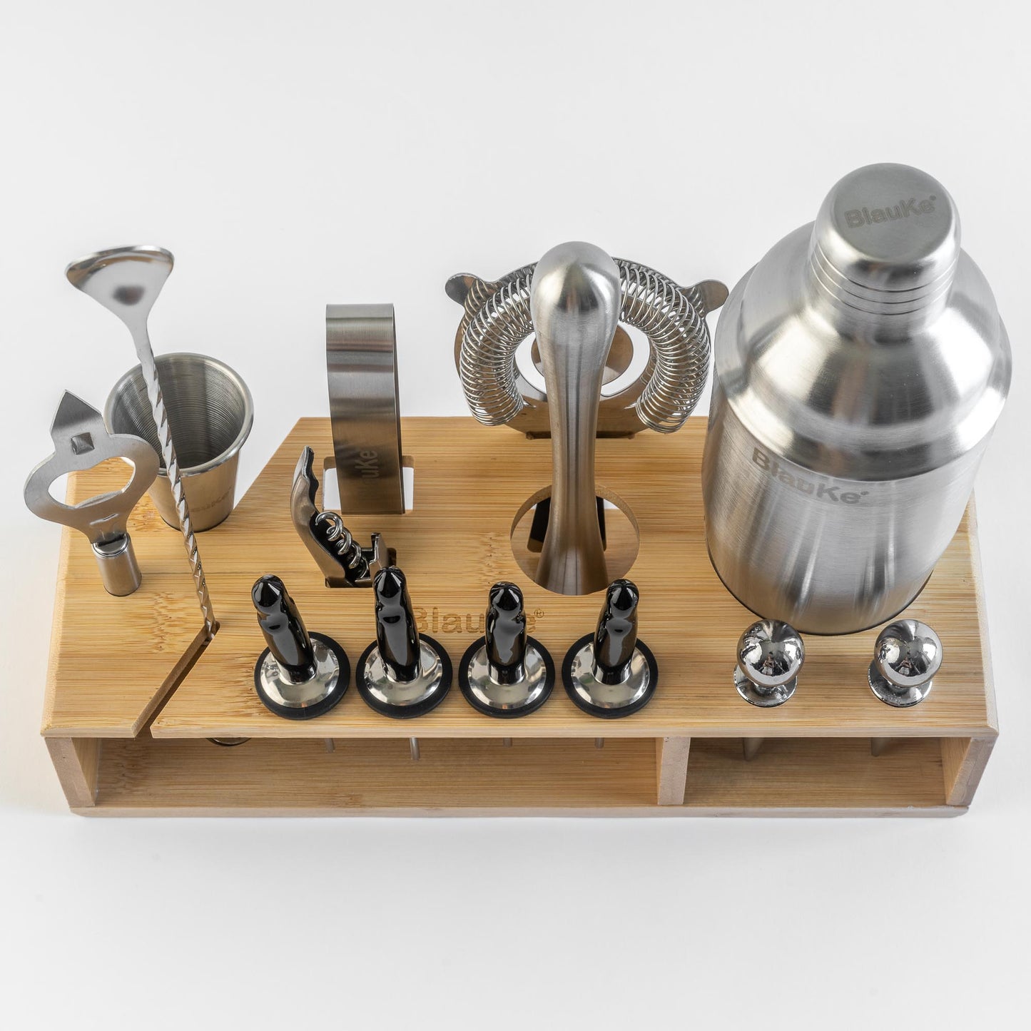 Stainless Steel Cocktail Shaker Set with Stand - 17-Piece Mixology