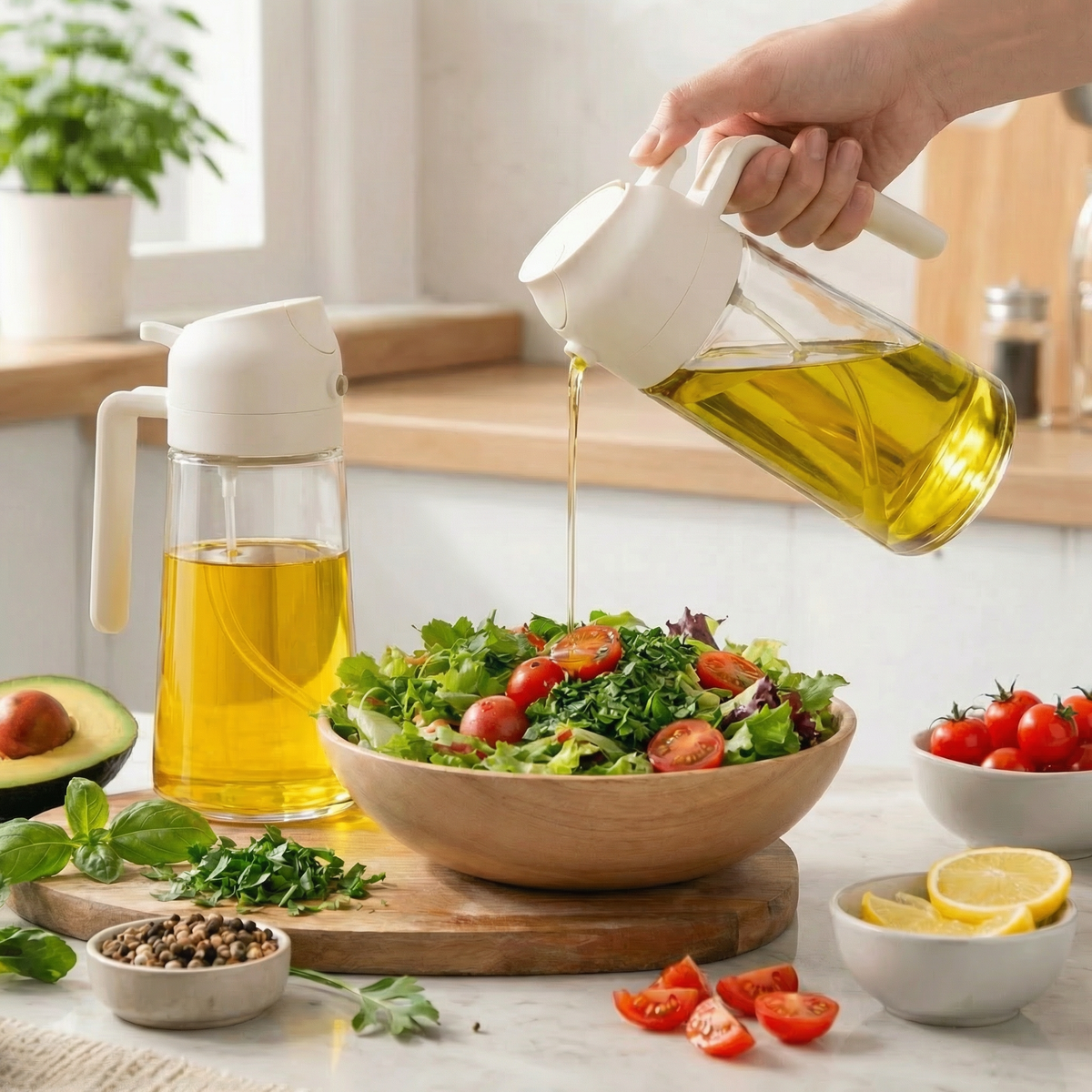 Chef Rizm 2-Pack Glass Oil Sprayer & Dispenser Set