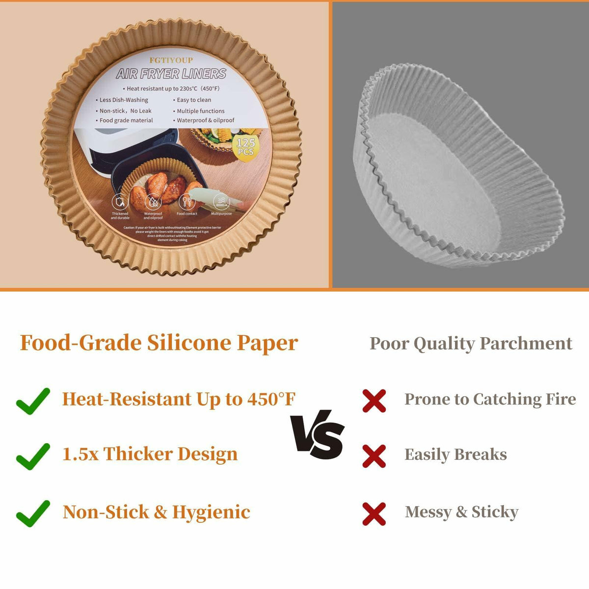 Chef Rizm 125-Piece Air Fryer Liner Pack